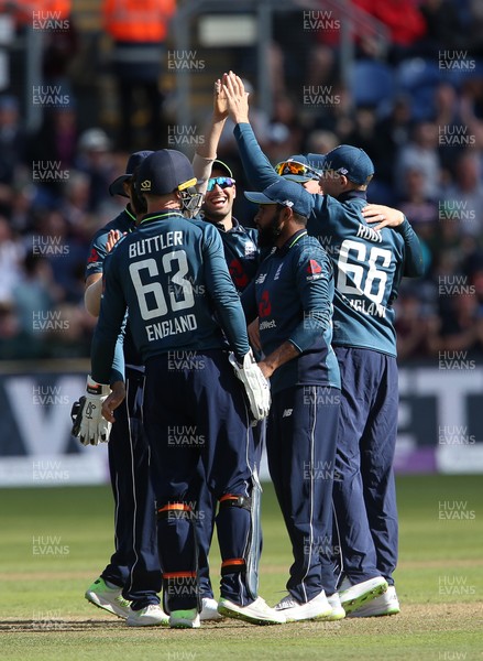 160618 - England v Australia - Royal London ODI Series - Moeen Ali of England celebrates taking the wicket of D'Arcy Short who was caught by Joe Root