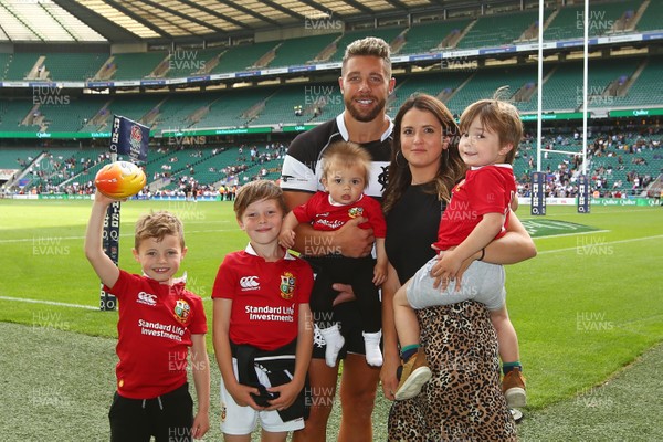 020619 - England XV v The Barbarians - Quilter Cup Series - Rhys Webb of Barbarians spends a little time with his family at the end of the game
