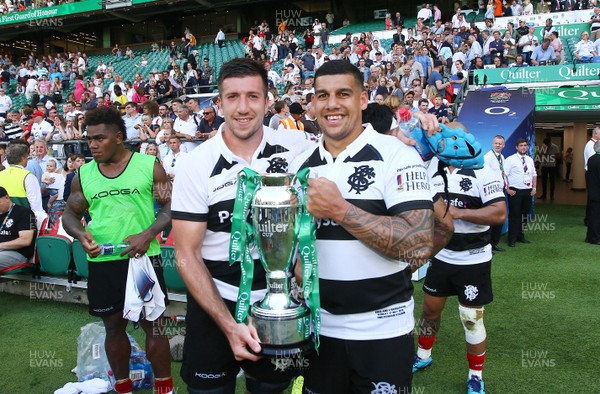 270518 - England v Barbarians - Quilter Cup - Justin Tipuric (L) and Josh Matavesi of The Barbarians celebrate winning The Quilter Cup