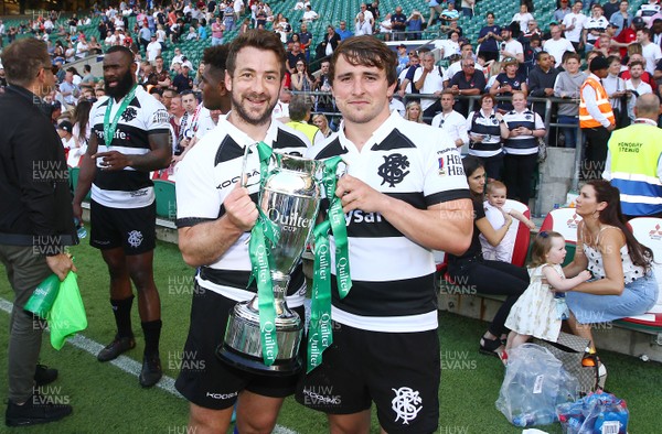 270518 - England v Barbarians - Quilter Cup - Greig Ladlaw (L) and Rhodri Williams of The Barbarians celebrate winning The Quilter Cup