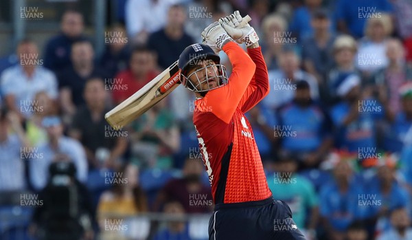 060718 - England v India - International T20 - Alex Hales of England hits the ball for six runs in the last over