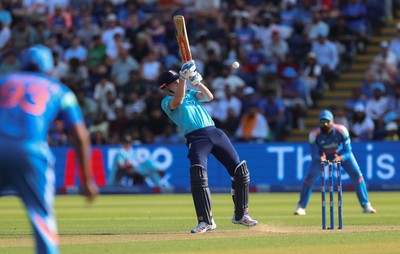 160726 - England v India, Second Metro Bank One Day International, Cardiff - Harry Brook of England is caught by Ishan Kishan
