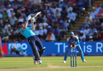 160726 - England v India, Second Metro Bank One Day International, Cardiff - Harry Brook of England is caught by Ishan Kishan