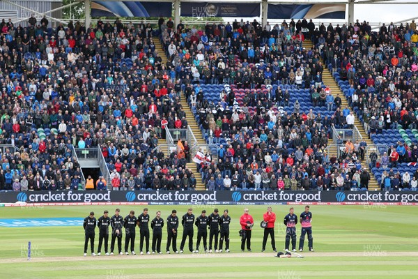 060617 - England v New Zealand - ICC Champions Trophy - The players break play at 11am to observe a minute's silence in respect of the victims of the London terrorist attack