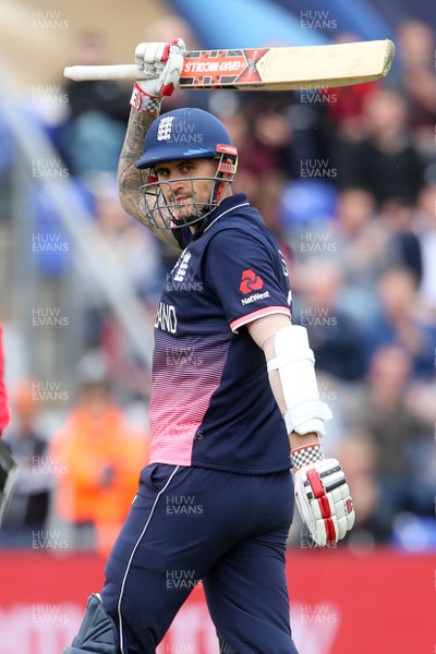 060617 - England v New Zealand - ICC Champions Trophy - Alex Hales of England acknowledges his half century