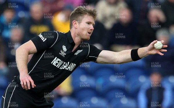 060617 - England v New Zealand - ICC Champions Trophy - James Neesham of New Zealand gathers the ball