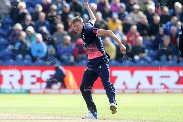 060617 - England v New Zealand - ICC Champions Trophy - Jake Ball of England celebrates as Martin Guptill of New Zealand is caught by Joe Root