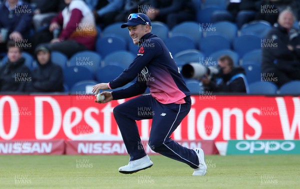 060617 - England v New Zealand - ICC Champions Trophy - Jason Roy celebrates as he catches Tim Southee of New Zealand