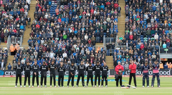 060617 - England v New Zealand, ICC Champions Trophy 2017, Cardiff - The players break play at 11am to observe a minute's silence in respect of the victims of the London terrorist attack