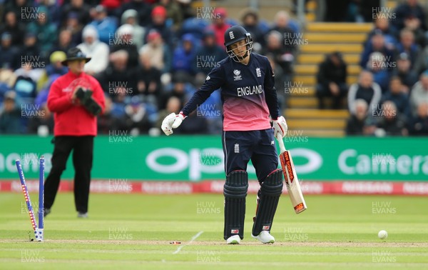 060617 - England v New Zealand, ICC Champions Trophy 2017, Cardiff - Joe Root of England is bowled by Corey Anderson of New Zealand