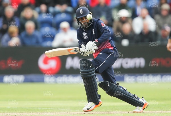 060617 - England v New Zealand, ICC Champions Trophy 2017, Cardiff - Adil Rashid of England plays a shot