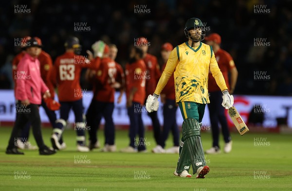 100925 - England v South Africa - 1st T20I - Dejected Aiden Markram of South Africa after being caught by Luke Wood