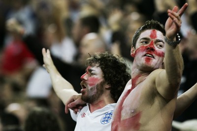 06.09.11 -  England v Wales -UEFA Euro 2012 Qualifier Group G ....  England Supporters celebrate Ashley Young's goal. 