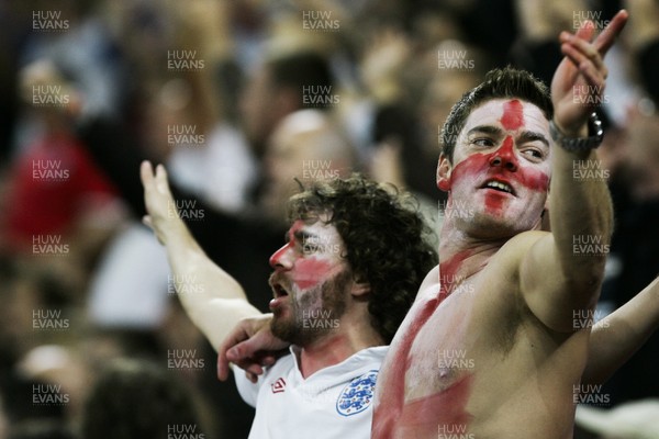 06.09.11 -  England v Wales -UEFA Euro 2012 Qualifier Group G ....  England Supporters celebrate Ashley Young's goal. 