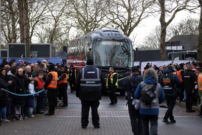 070226 - England v Wales - Guinness Six Nations - Wales team bus arrives