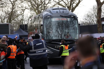 070226 - England v Wales - Guinness Six Nations - Wales team bus arrives