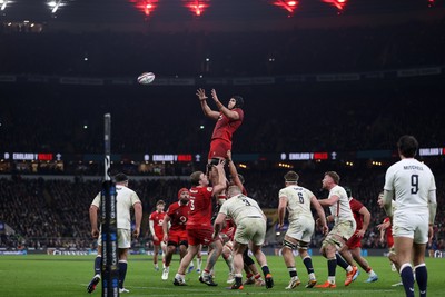 070226 - England v Wales - Guinness Six Nations - Dafydd Jenkins of Wales wins the line out