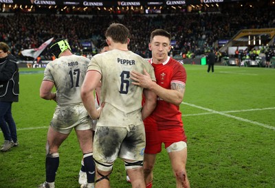 070226 - England v Wales - Guinness Six Nations - Guy Pepper of England and Josh Adams of Wales 