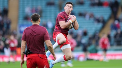 070226 - England v Wales, 2026 Guinness Six Nations - Josh Adams of Wales during warm up ahead of the match