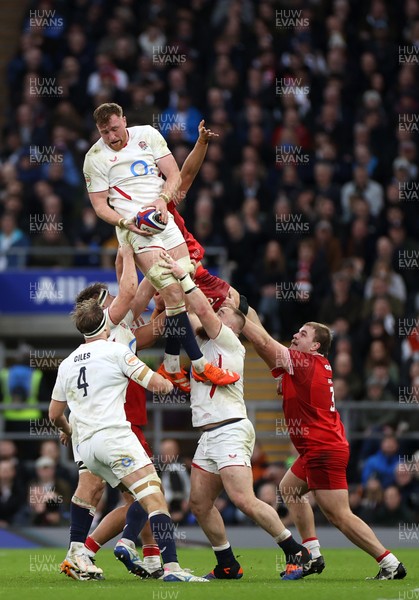 070226 - England v Wales - Guinness Six Nations - Ollie Chessum of England wins the line out
