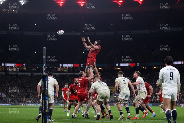 070226 - England v Wales - Guinness Six Nations - Dafydd Jenkins of Wales wins the line out