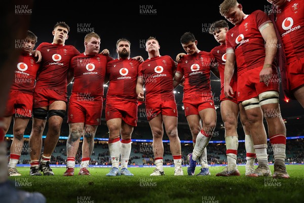 070226 - England v Wales - Guinness Six Nations - Dewi Lake of Wales speaks in the team huddle at full time