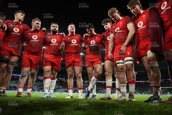 070226 - England v Wales - Guinness Six Nations - Dewi Lake of Wales speaks in the team huddle at full time