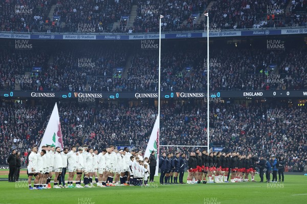070226 - England v Wales, 2026 Guinness Six Nations - England and Wales line up for the anthems