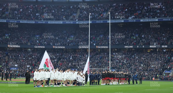 070226 - England v Wales, 2026 Guinness Six Nations - England and Wales line up for the anthems