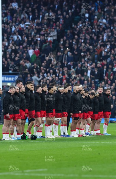070226 - England v Wales, 2026 Guinness Six Nations - Wales line up for the anthems