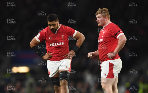 070320 - England v Wales - Guinness Six Nations - Taulupe Faletau and Rhys Carre of Wales look dejected