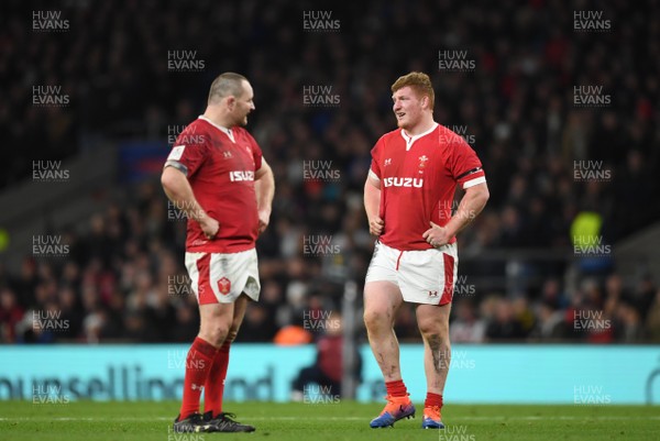 070320 - England v Wales - Guinness Six Nations - Ken Owens and Rhys Carre of Wales look dejected