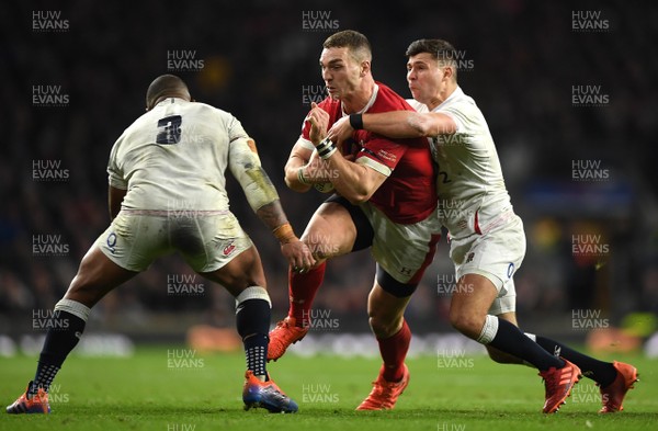 070320 - England v Wales - Guinness Six Nations - George North of Wales is tackled by Kyle Sinckler and Ben Youngs of England