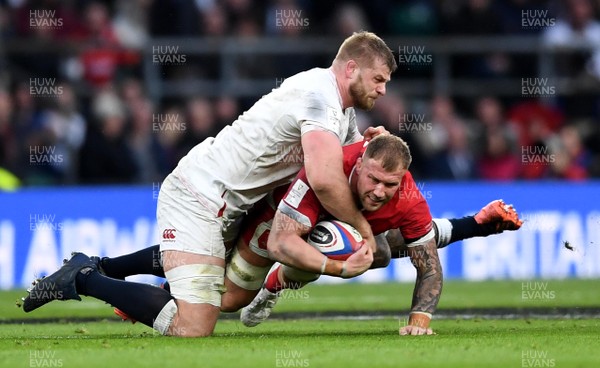 070320 - England v Wales - Guinness Six Nations - Ross Moriarty of Wales is tackled by George Kruis of England