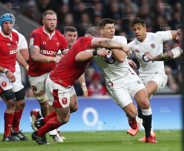 070320 - England v Wales, Guinness Six Nations 2020 - Ben Youngs of England is tackled by Ken Owens of Wales