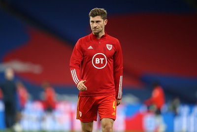 081020 - England v Wales - International Friendly -  Ben Davies of Wales during the warm up