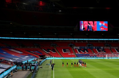 081020 - England v Wales - International Friendly -  Wales players walk out