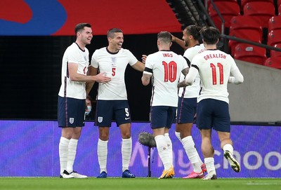 081020 - England v Wales - International Friendly -  Conor Coady (5) of England celebrates scoring goal