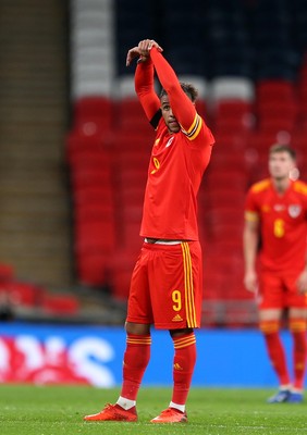 081020 - England v Wales - International Friendly -  Tyler Roberts of Wales looks dejected after second England goal