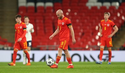 081020 - England v Wales - International Friendly -  Jonny Williams of Wales looks dejected