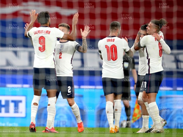 081020 - England v Wales - International Friendly -  Dominic Calvert-Lewin of England celebrates scoring goal with Kieran Trippier (2)