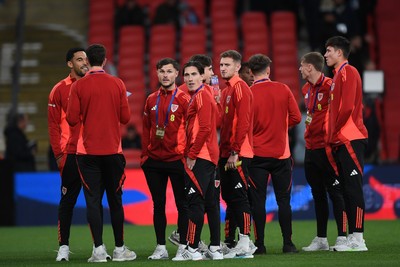 091025 - England v Wales -  International Friendly - Wales arrive at the stadium to take in their surroundings head of the match