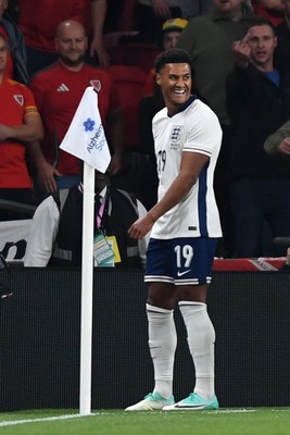 091025 - England v Wales - International Friendly - Ollie Watkins of England celebrates scoring a goal
