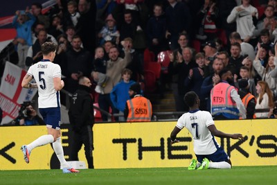 091025 - England v Wales - International Friendly - Bukayo Saka of England scores Englands third goal of the match