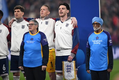 091025 - England v Wales - International Friendly - Declan Rice of England  during the anthem