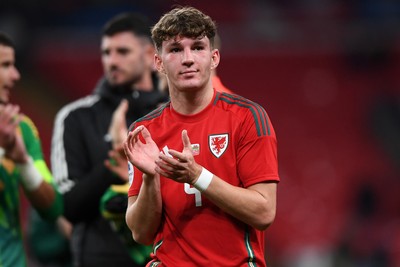091025 - England v Wales - International Friendly - Lewis Koumas of Wales applauding fans at full time