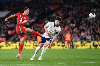 091025 - England v Wales - International Friendly - Ethan Ampadu of Wales has a shot on goal