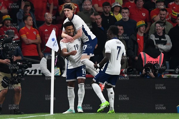 091025 - England v Wales - International Friendly - Ollie Watkins of England celebrates scoring a goal with team mates