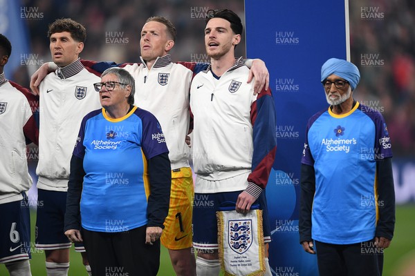 091025 - England v Wales - International Friendly - Declan Rice of England  during the anthem
