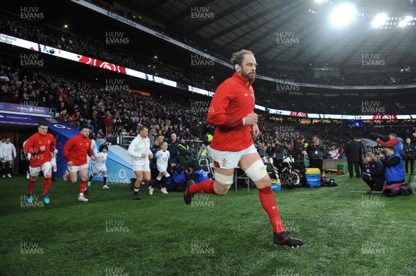 100218 - England v Wales - NatWest 6 Nations - Alun Wyn Jones of Wales leads out his side